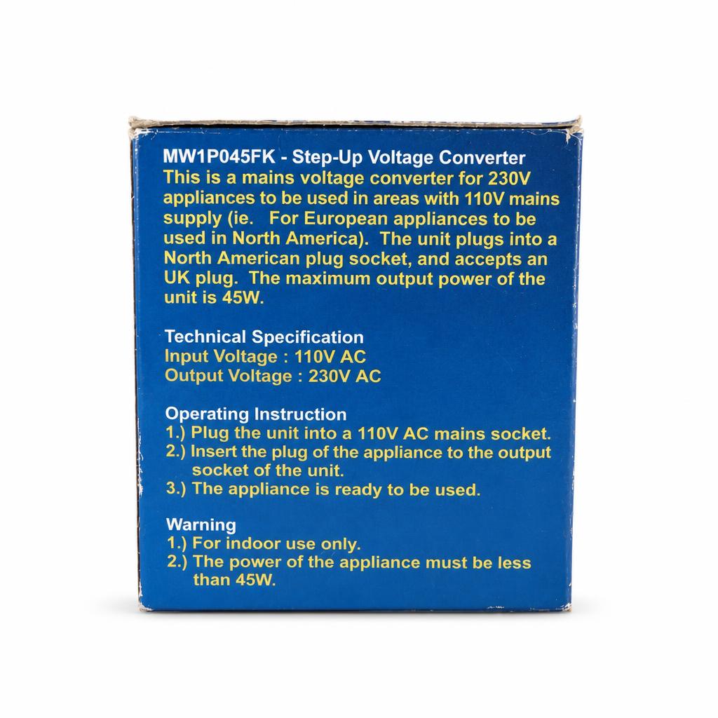 MW Step-Up Voltage Converter 45W packaging back