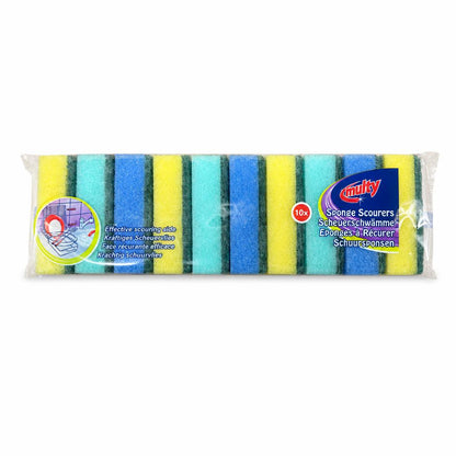 Pack of ten Multy sponge scourers with scouring side