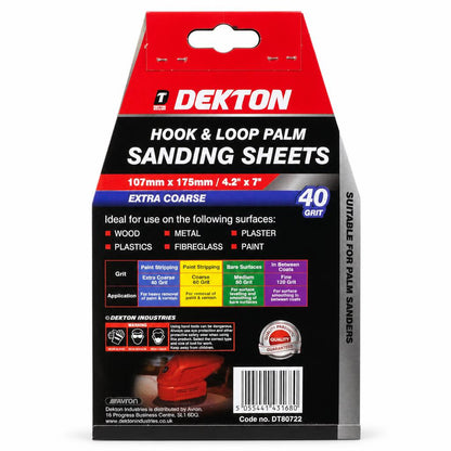 Dekton Hook & Loop Palm Sanding Sheets back packaging