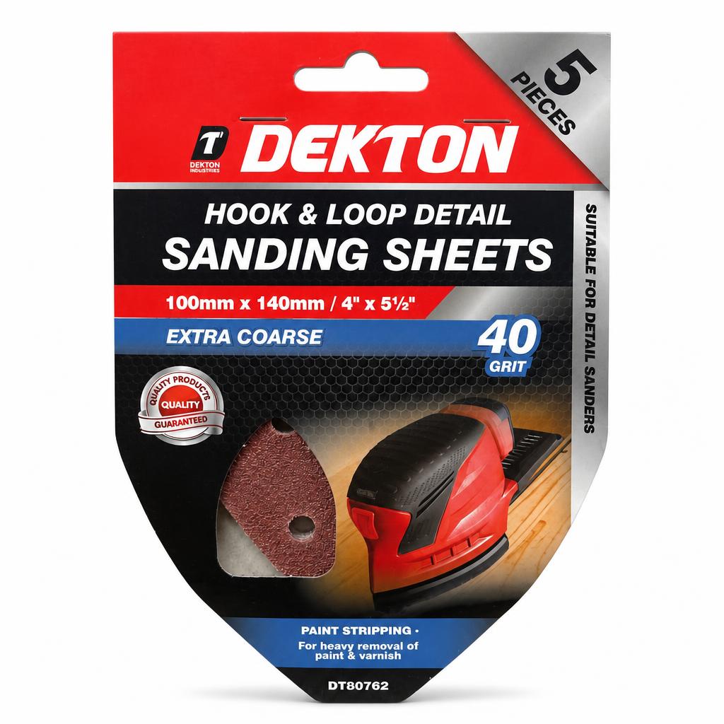 Dekton Hook & Loop 40 Grit Sanding Sheets packaging front view