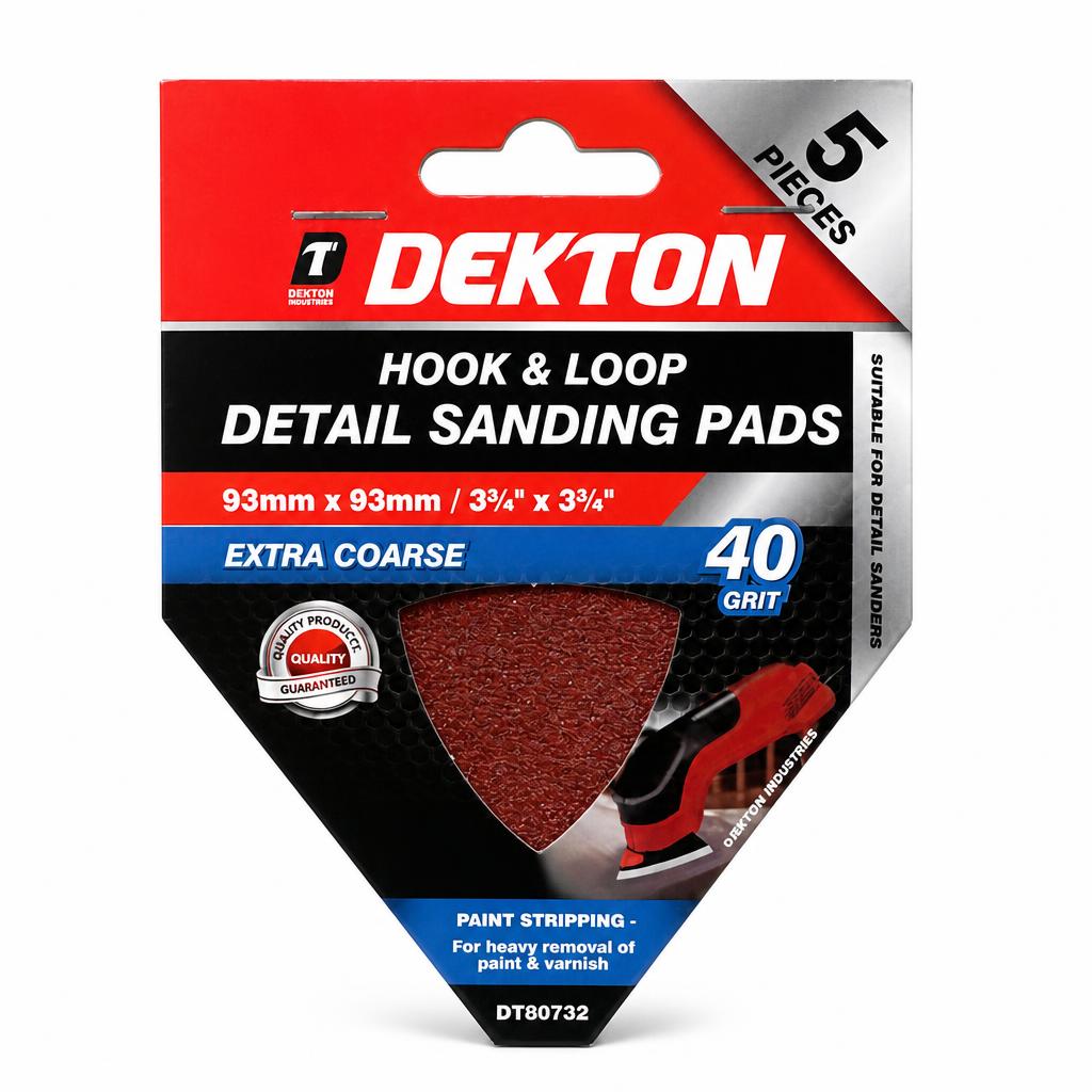Front view of Dekton Hook & Loop Detail Sanding Pads packaging