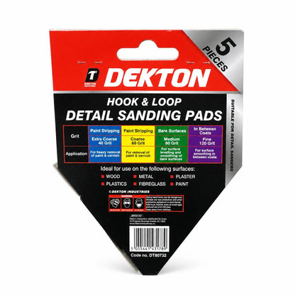 Back view of Dekton Hook & Loop Detail Sanding Pads packaging