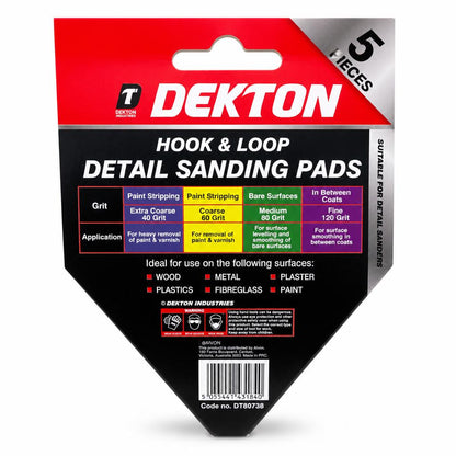 Dekton Hook & Loop Detail Sanding Pads packaging back view