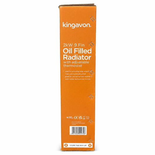 Kingavon 9 Fin Oil Filled Radiator packaging side view