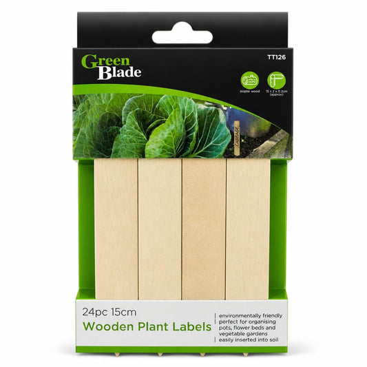 Front packaging of Green Blade Wooden Plant Labels