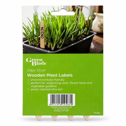 Back packaging of Green Blade Wooden Plant Labels