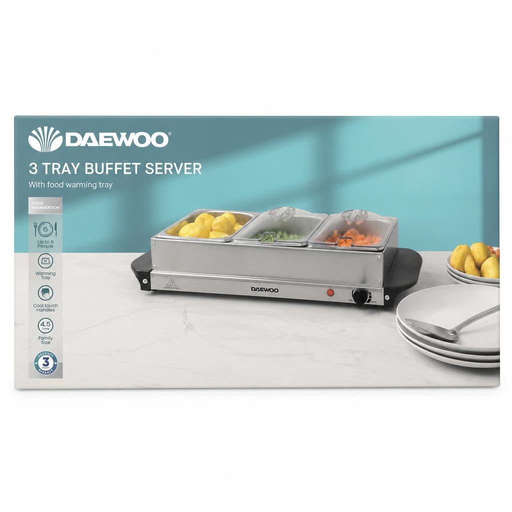 Daewoo 3 Tray Buffet Server packaging front view