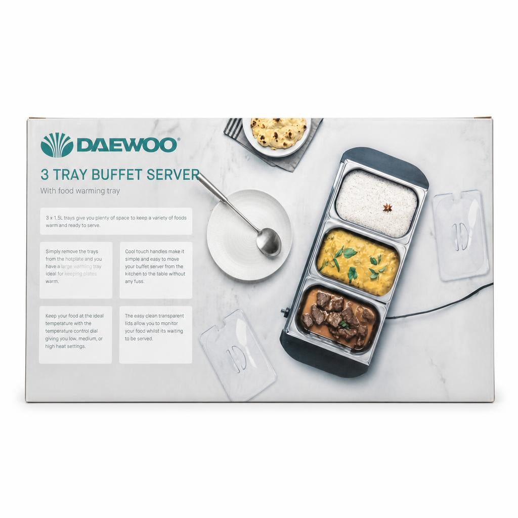 Daewoo 3 Tray Buffet Server packaging back view