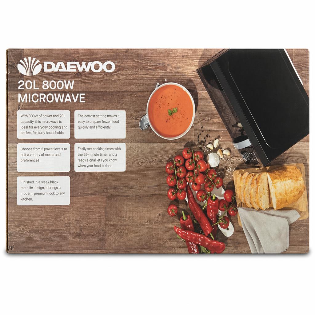 Daewoo 20L 800W Microwave packaging back