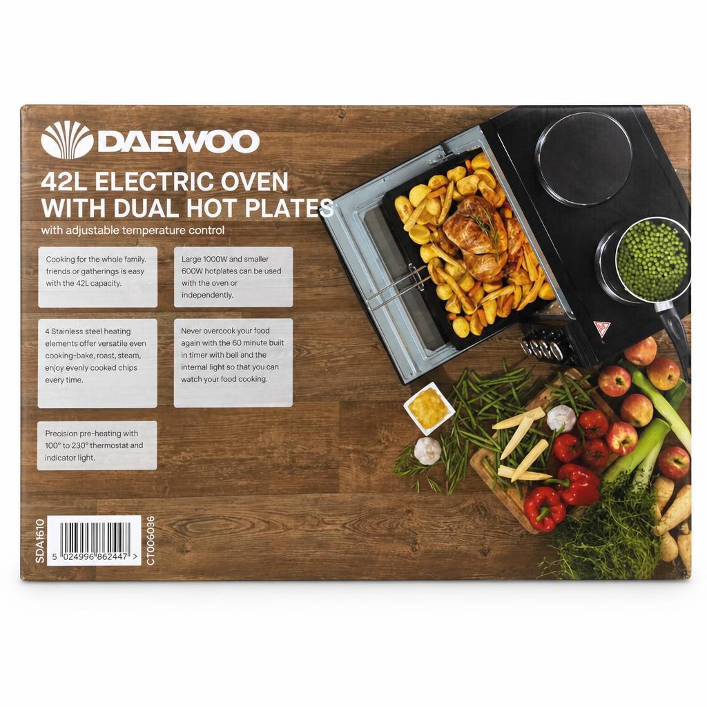 Daewoo 42L Electric Oven packaging back