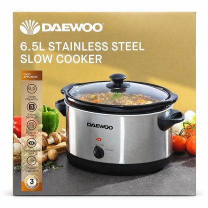 Daewoo 6.5L Stainless Steel Slow Cooker packaging front