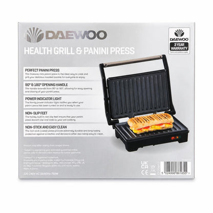 Daewoo Health Grill & Panini Press packaging back