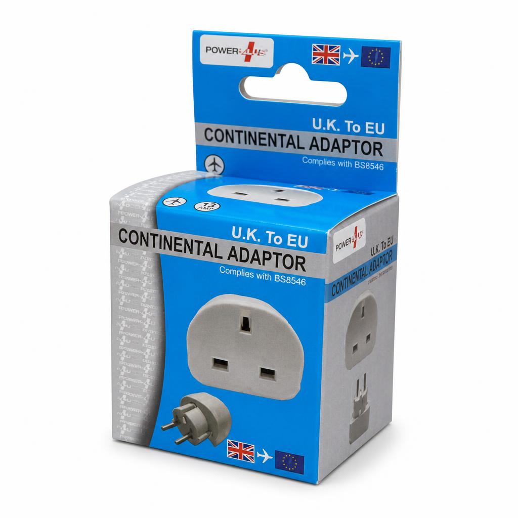 PowerPlus UK to EU Continental Adaptor packaging front
