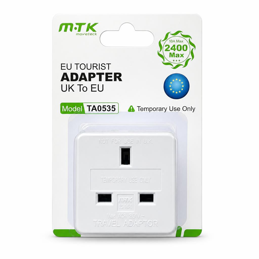 Moveteck EU Tourist Adaptor packaging front
