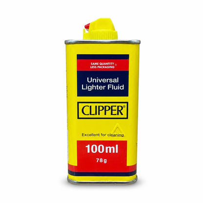 Front view of Clipper Universal Lighter Fluid 100ml packaging