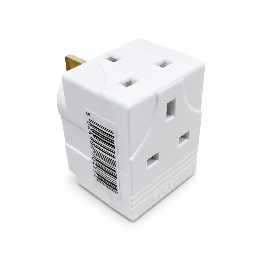3 way mains adaptor with barcode