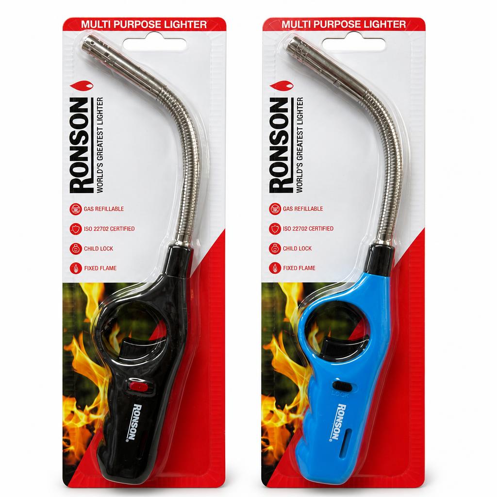 Ronson Multi Purpose Lighter in black and blue packaging