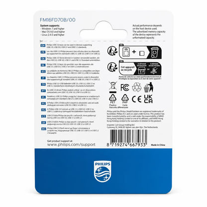 Philips USB 2.0 Flash Drive packaging back with details and barcode