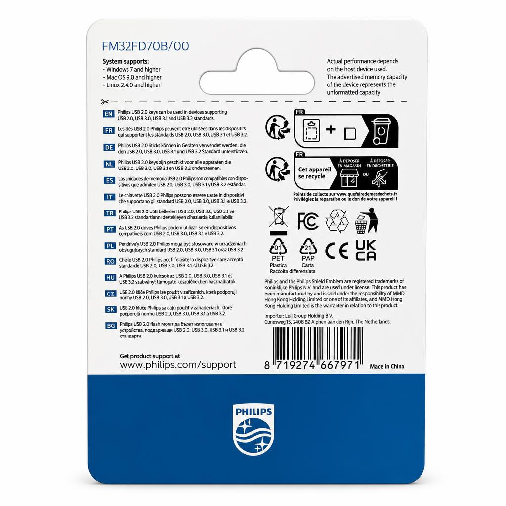 Philips USB 2.0 Flash Drive packaging back