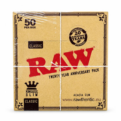 Front view of RAW 20-Year Anniversary Pack featuring Kingsize Slim