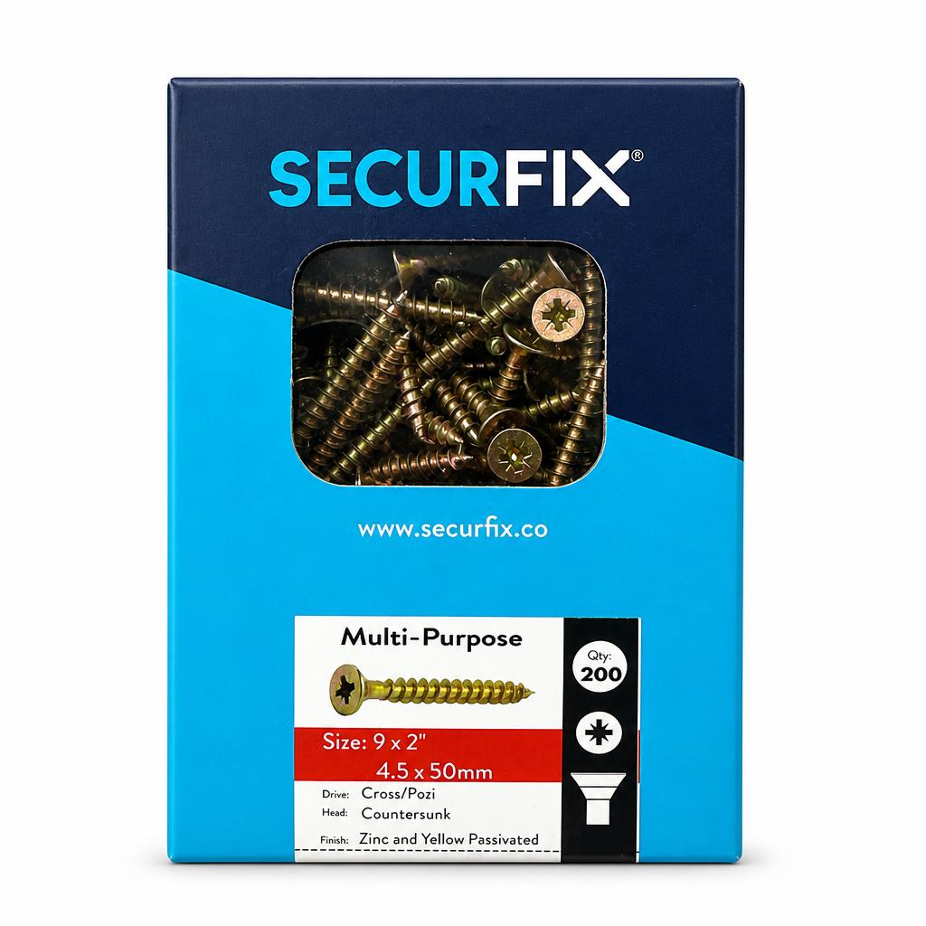 Front view of Securfix Multi-Purpose Screws packaging