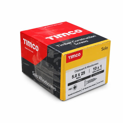 Angled view of Timco Solo screws packaging