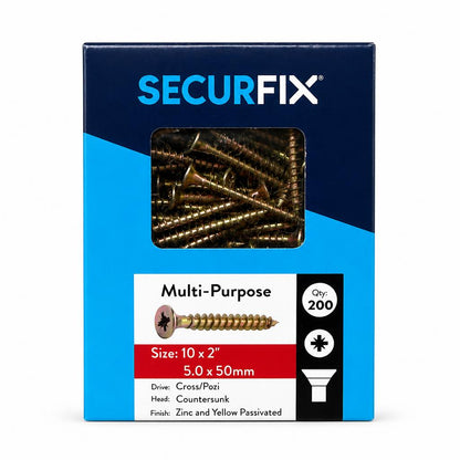 Securfix Multi-Purpose Screws packaging showing screws