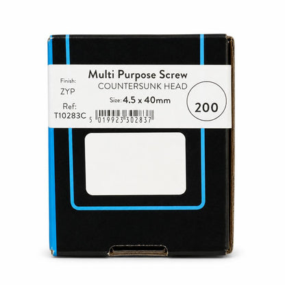 Box of multi-purpose screws showing size and pack quantity
