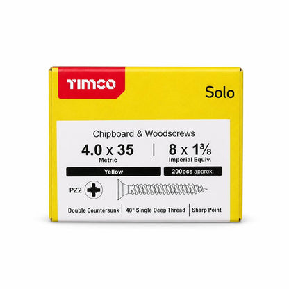 Timco Solo 4.0 x 35mm Chipboard & Woodscrews Front