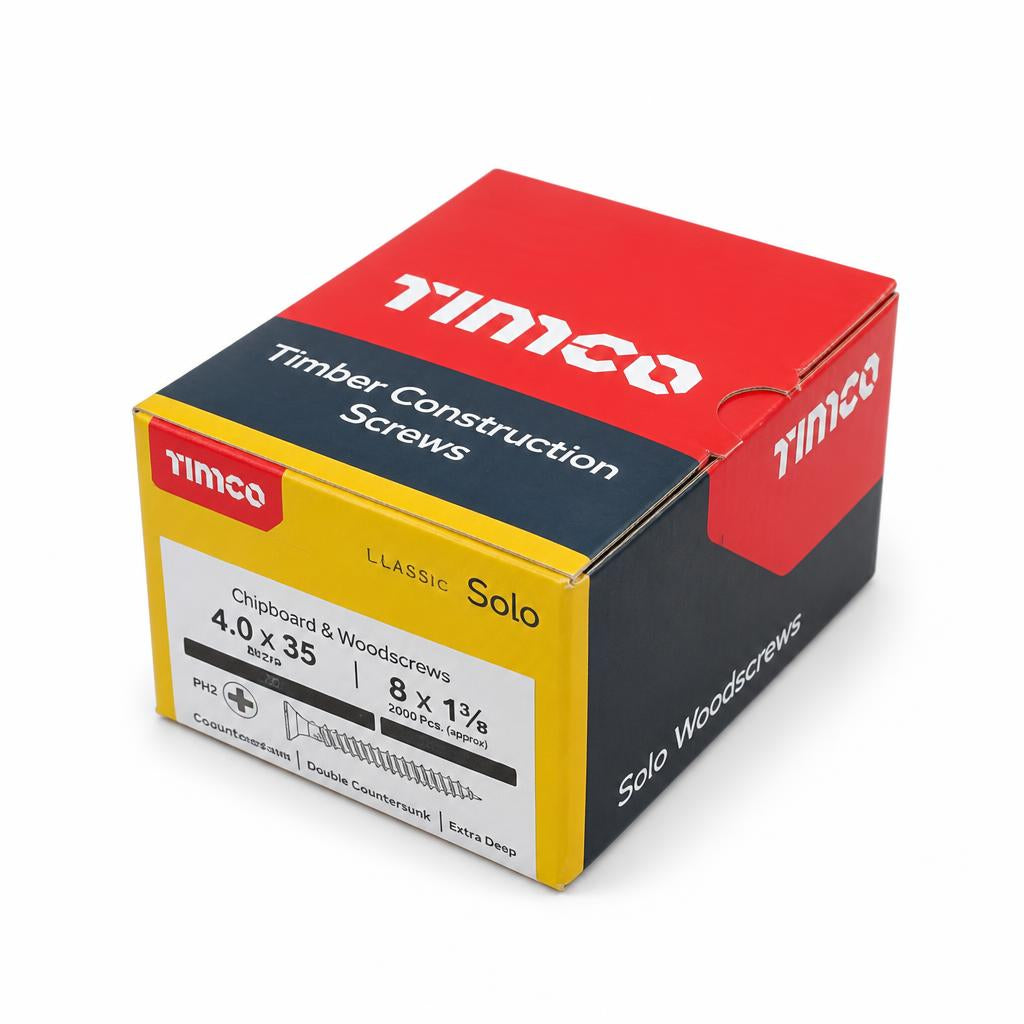Timco Solo 4.0 x 35mm Timber Construction Screws Box