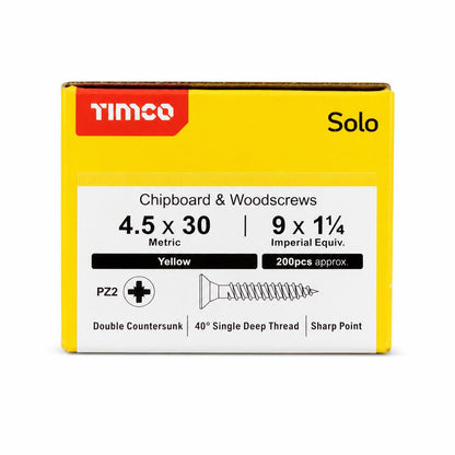 Timco Solo Chipboard & Woodscrews 4.5 x 30mm box