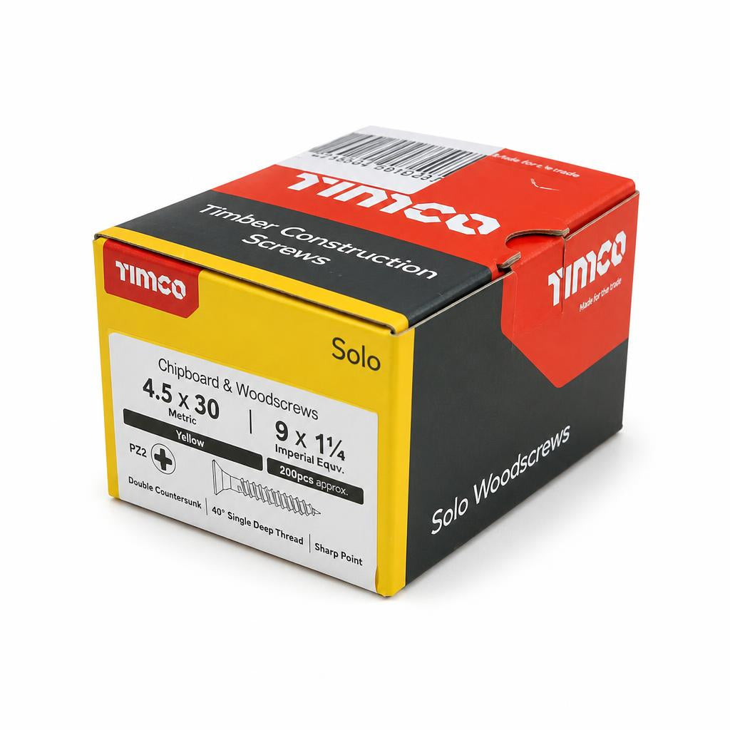 Side view of Timco Solo Chipboard & Woodscrews box