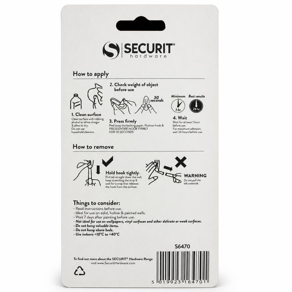 Securit Round Removable Hook packaging back