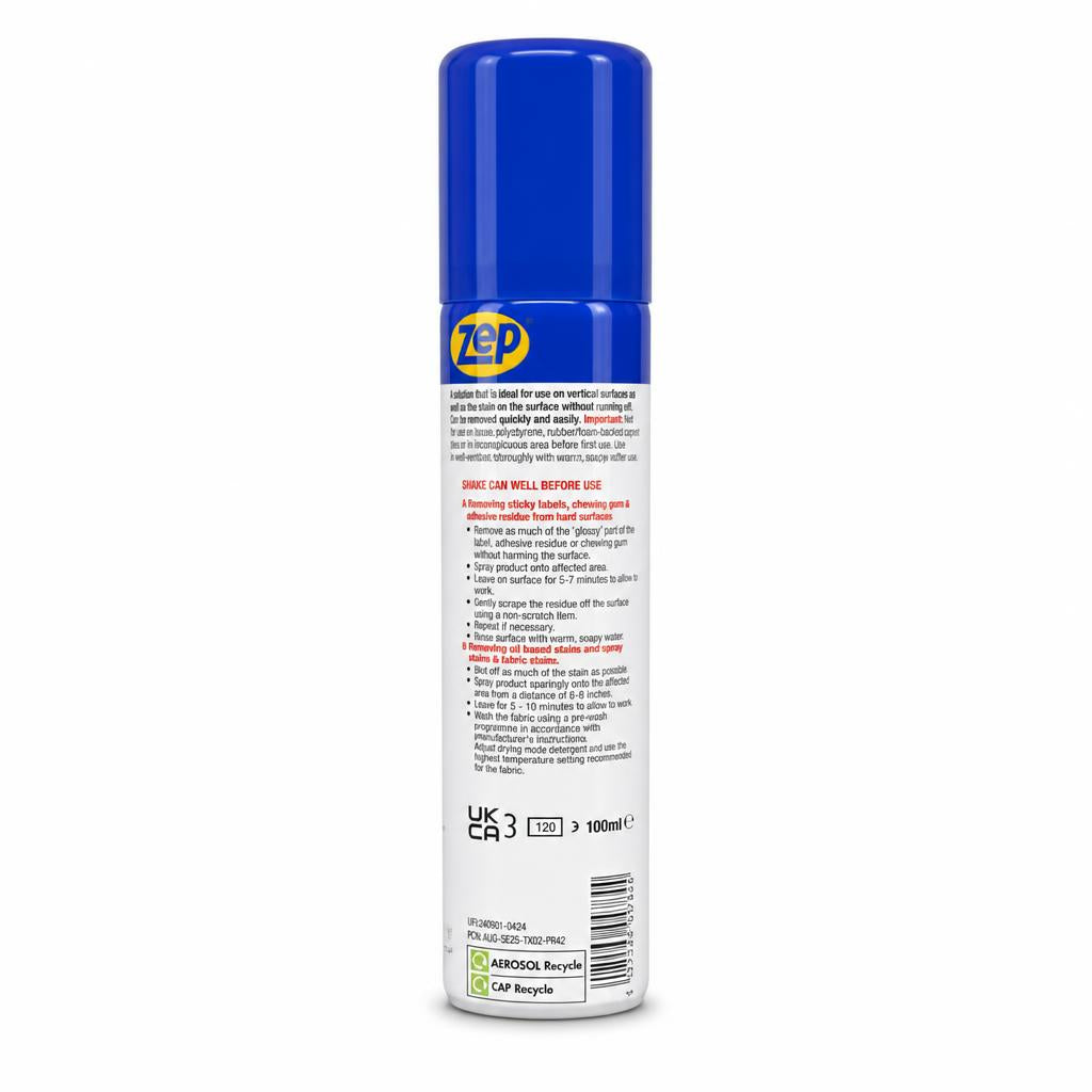 Back view of Zep Sticky Stuff Remover Gel Spray 100ml
