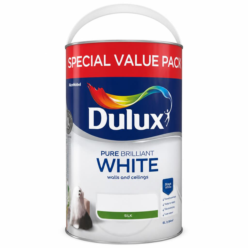 Dulux Pure Brilliant White Silk Emulsion front packaging