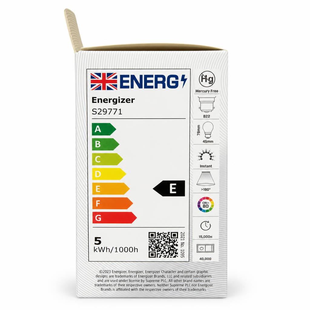 Energizer LED Golf B22 Bulb packaging back view
