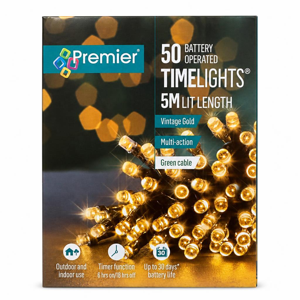 Premier Battery Operated Timelights 5m packaging front