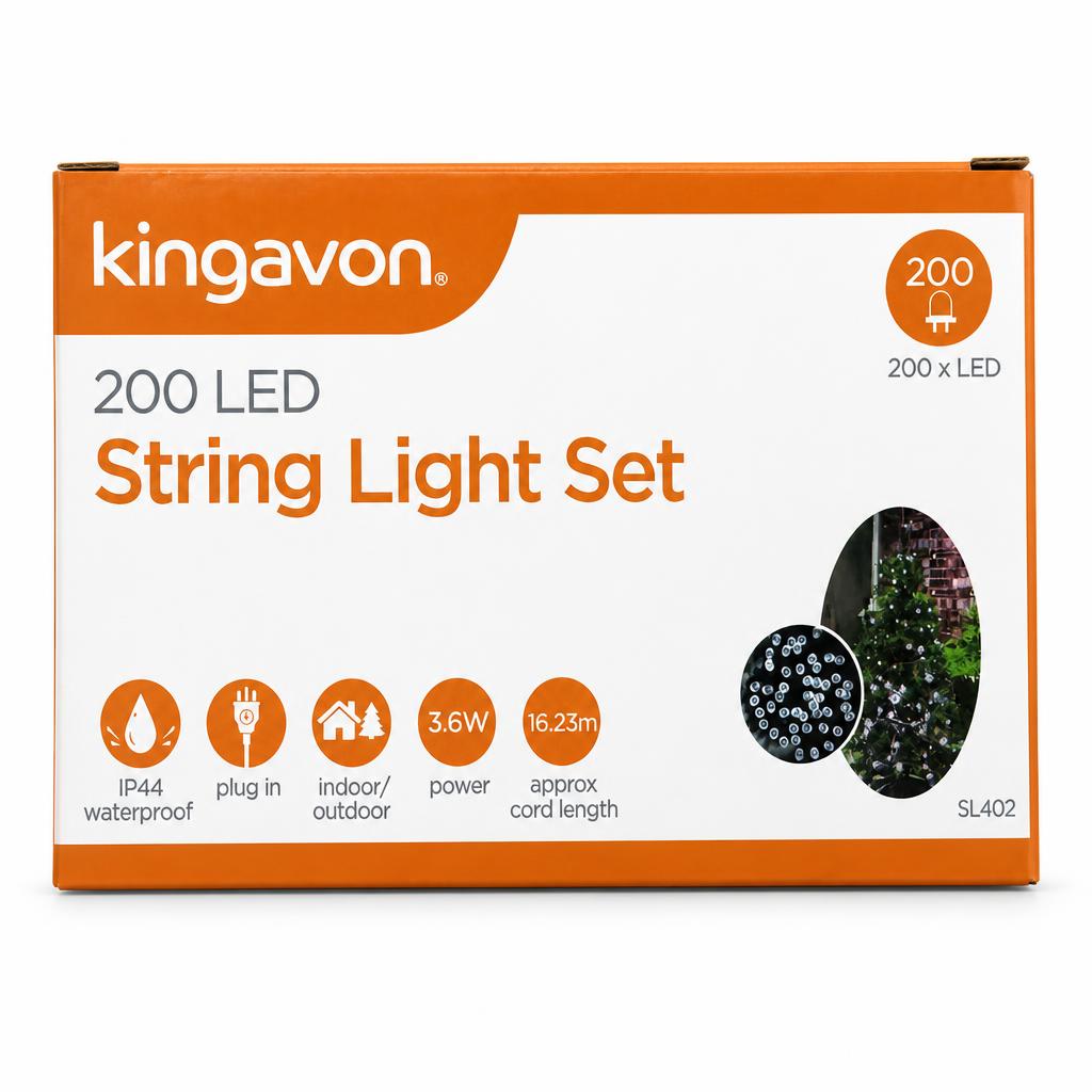 Kingavon packaging for 200 LED String Light Set