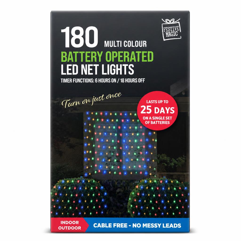 Festive Magic LED Net Lights Front Packaging