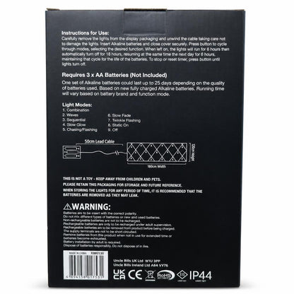 Festive Magic LED Net Lights Back Packaging
