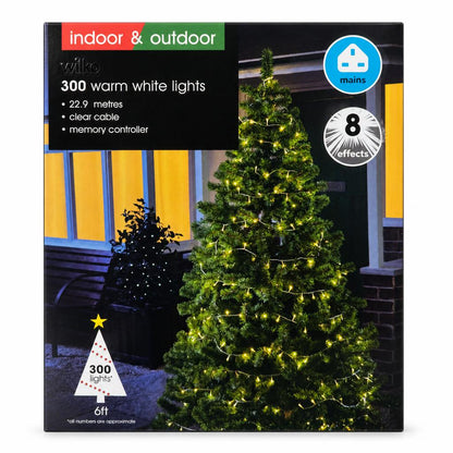 300 warm white lights on a Christmas tree