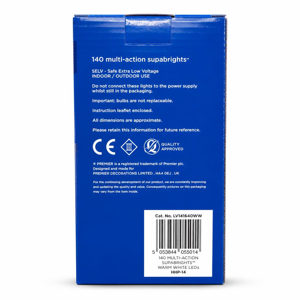 Premier 140 Supabrights LED Lights packaging back