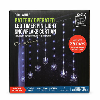 Festive Magic LED Snowflake Curtain packaging front