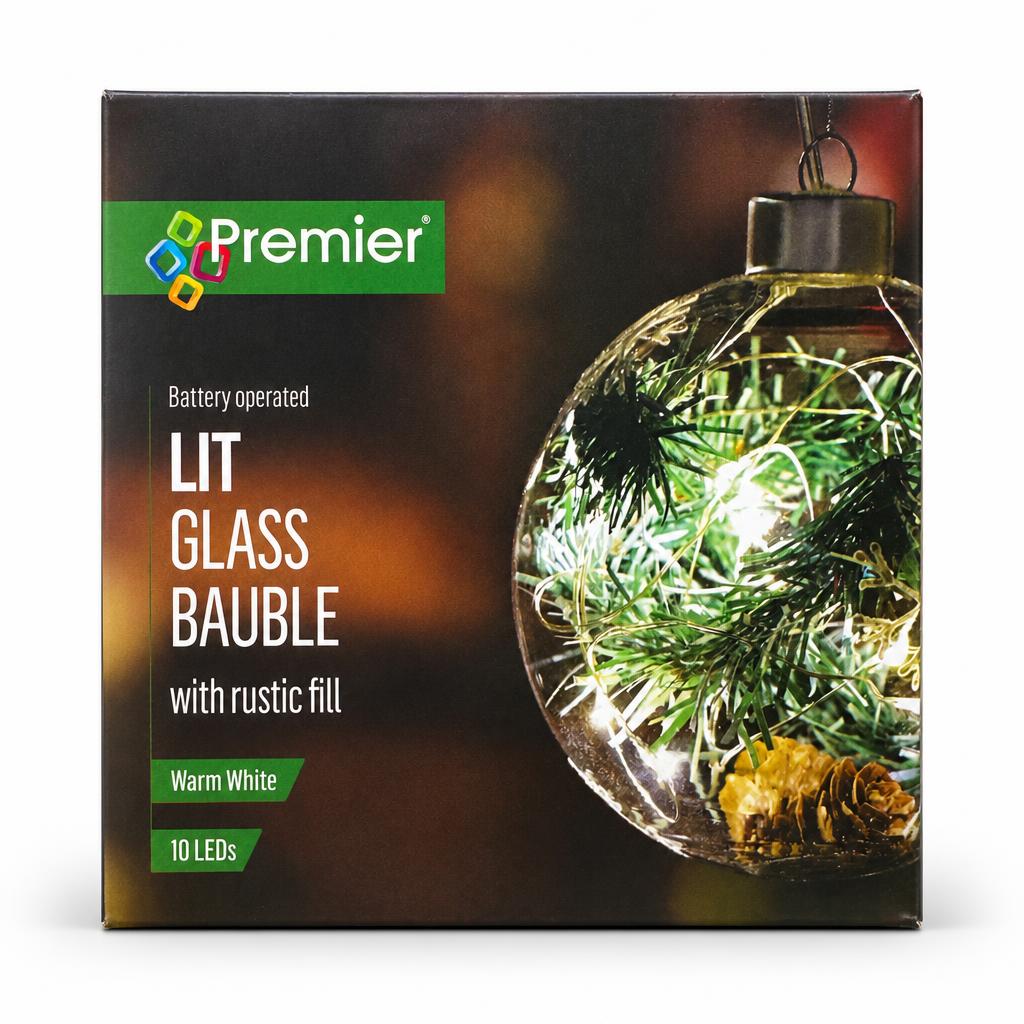 Premier Lit Glass Bauble front packaging