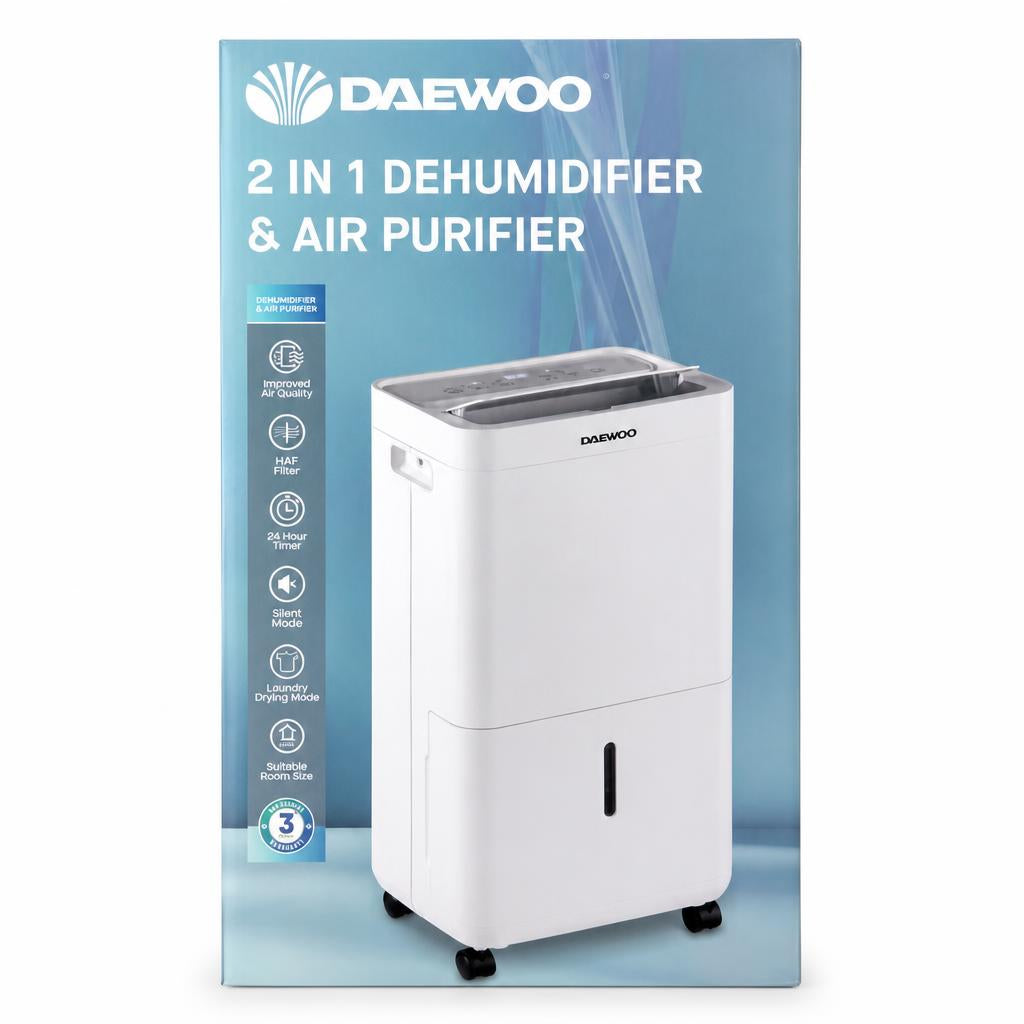 Daewoo 2 in 1 Dehumidifier & Air Purifier packaging front