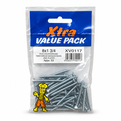 Back view of Xtra Value Pack Pozi Countersunk Wood Screws