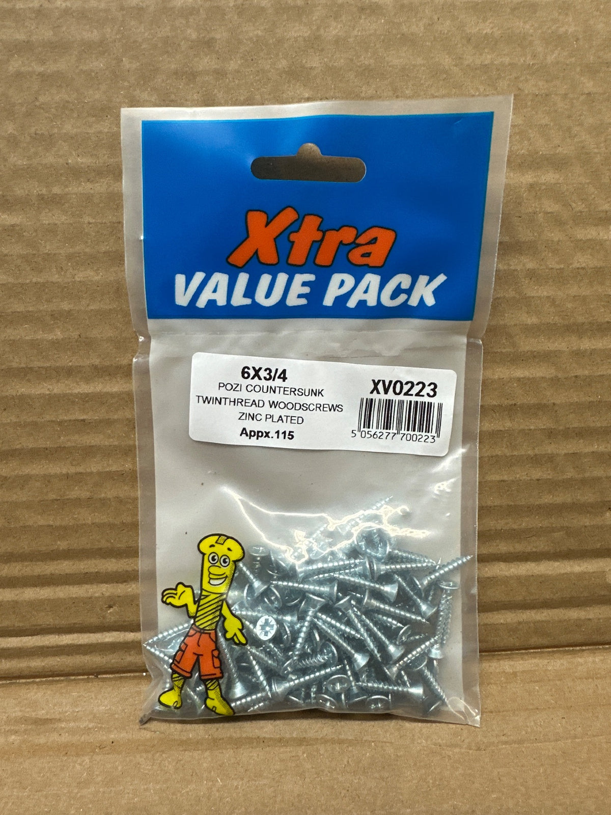 Front view of Xtra Pack of 6x3/4 Countersunk Pozi Wood Screws