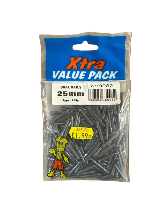 Xtra Oval Nails 25mm Value Pack Front