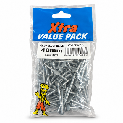 Xtra Value Pack Galv Clout Nails 40mm from front