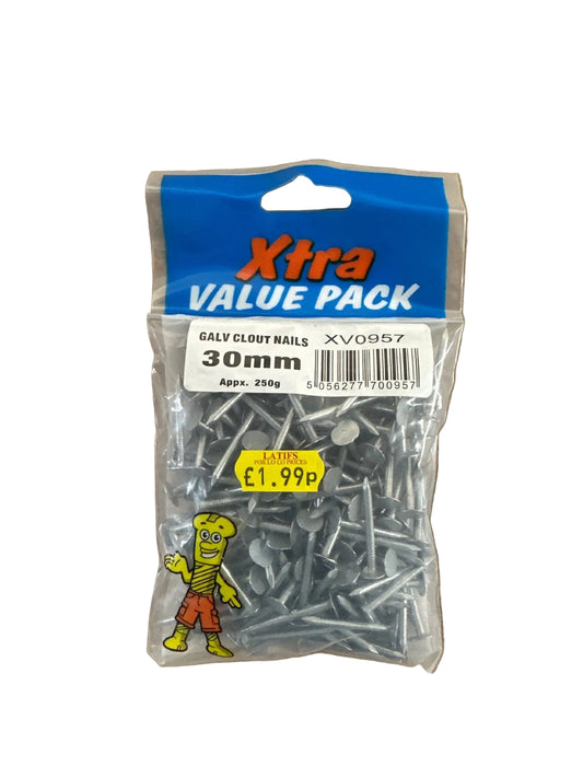 Xtra Galv Clout Nails 30mm Value Pack front view